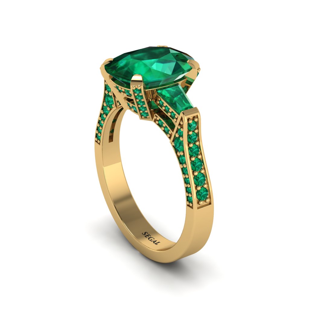 Exclusive Handmade Emerald Geometrical Engagement Ring - Yolanda No. 19