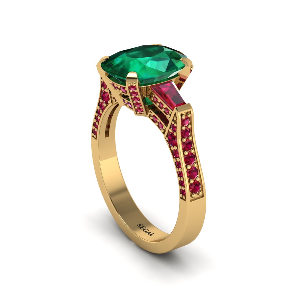 Exclusive Handmade Emerald Geometrical Engagement Ring - Yolanda No. 49