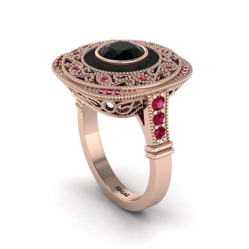 Fancy Art Deco Black Diamond Ring - Pauline No. 53