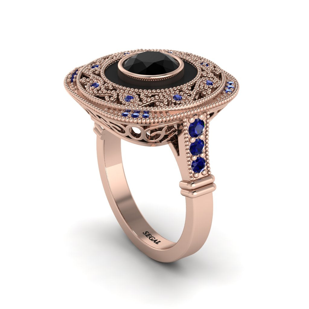 Fancy Art Deco Black Diamond Ring - Pauline No. 68