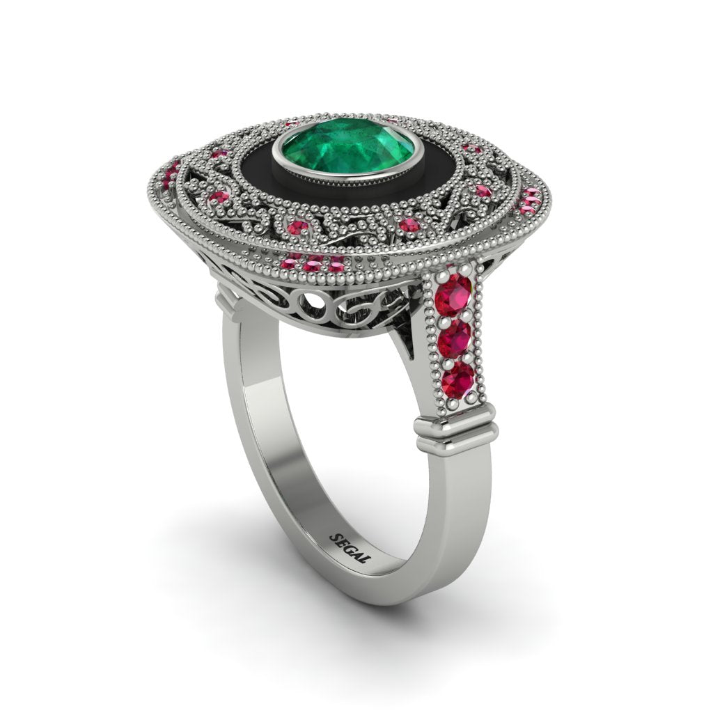 Fancy Art Deco Emerald Ring - Pauline No. 51