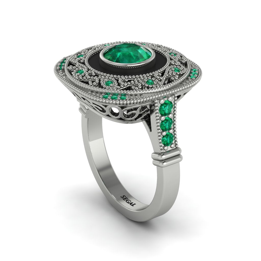 Fancy Art Deco Emerald Ring - Pauline No. 21