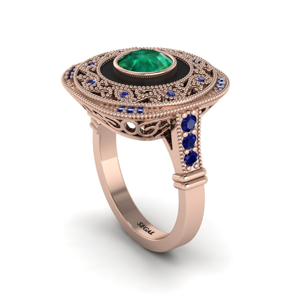 Fancy Art Deco Emerald Ring - Pauline No. 65