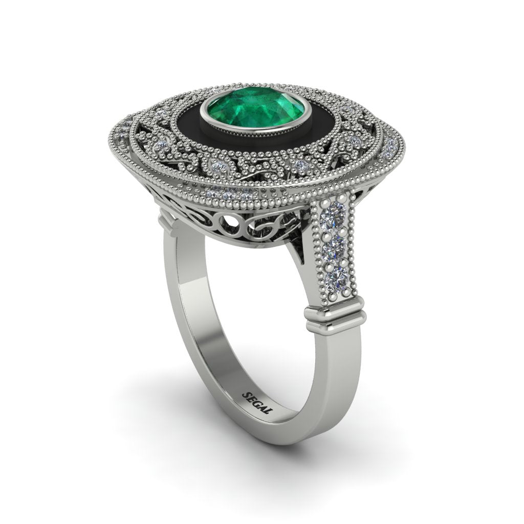 Fancy Art Deco Emerald Ring - Pauline No. 6