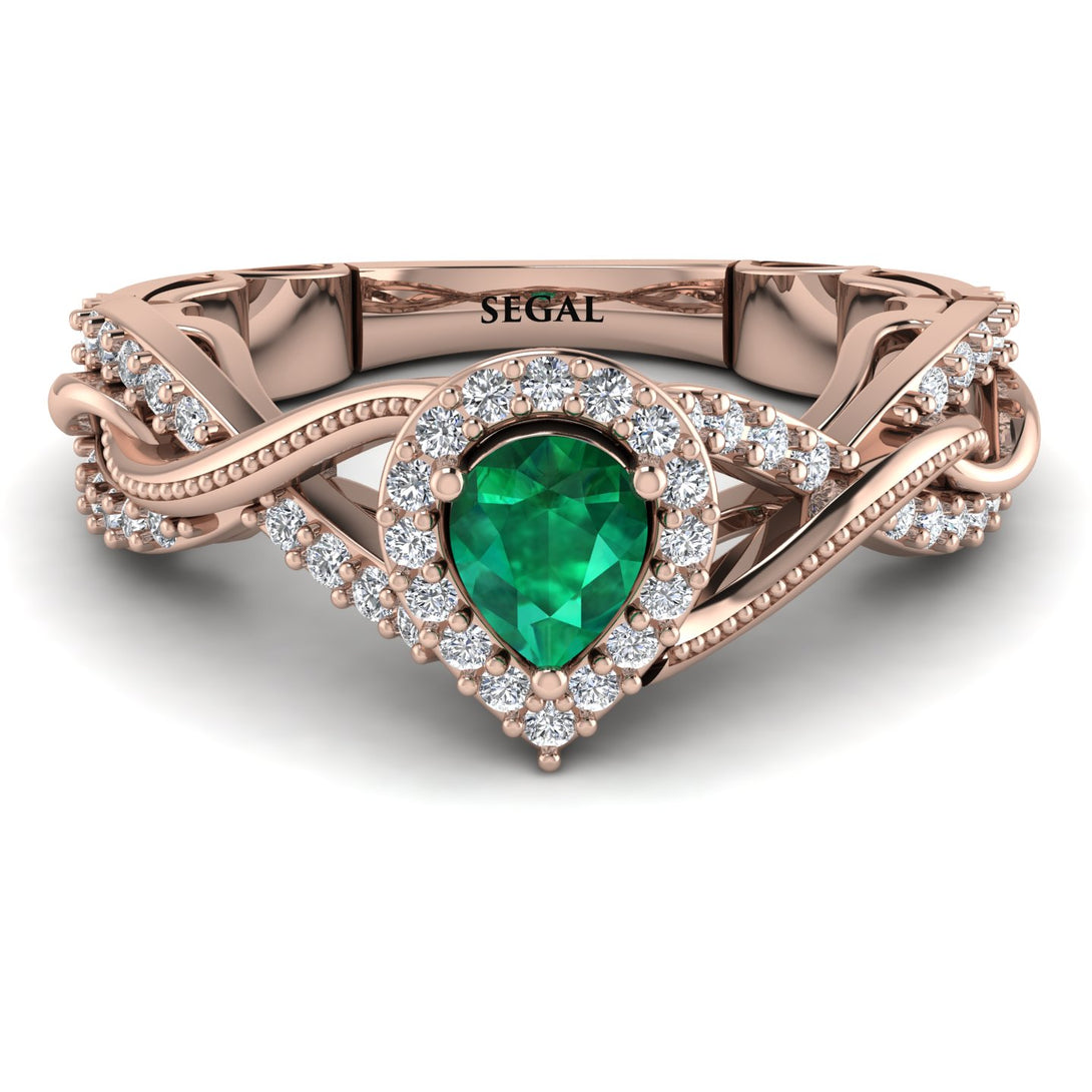 Infinity Inspired Halo Emerald Engagement Ring - Teresa No. 5