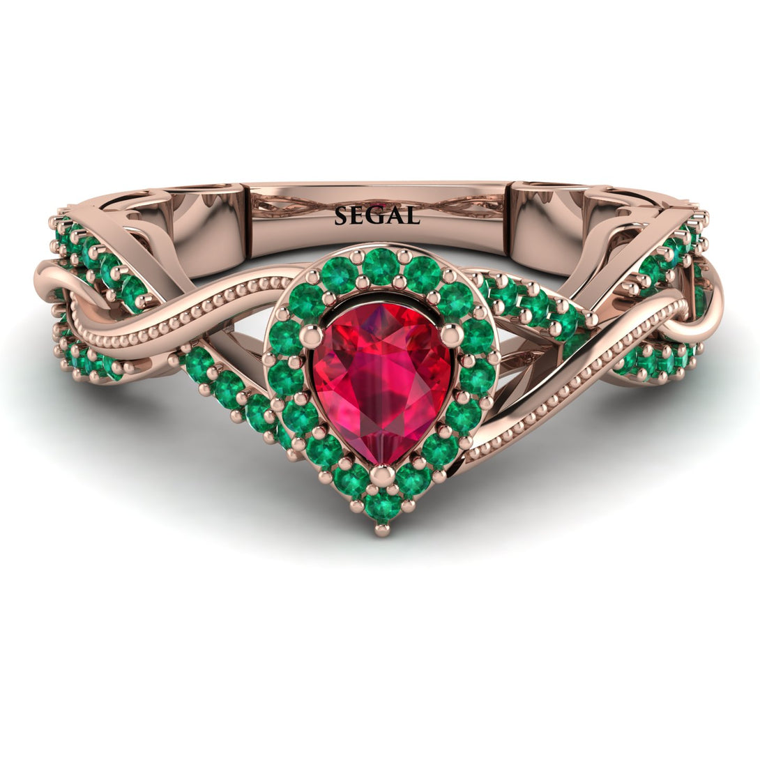 Infinity Inspired Halo Ruby Engagement Ring - Teresa No. 26