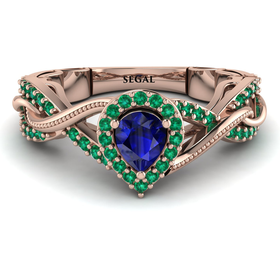 Infinity Inspired Halo Sapphire Engagement Ring - Teresa No. 29