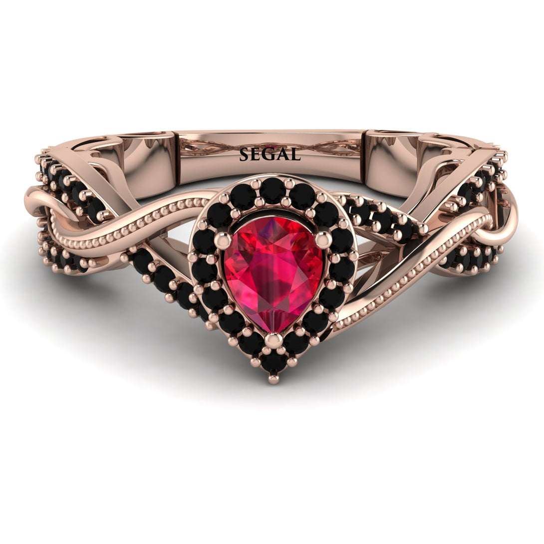 Infinity Inspired Halo Ruby Engagement Ring - Teresa No. 41