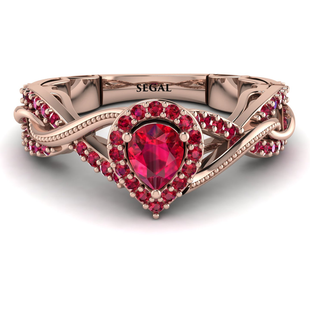 Infinity Inspired Halo Ruby Engagement Ring - Teresa No. 56