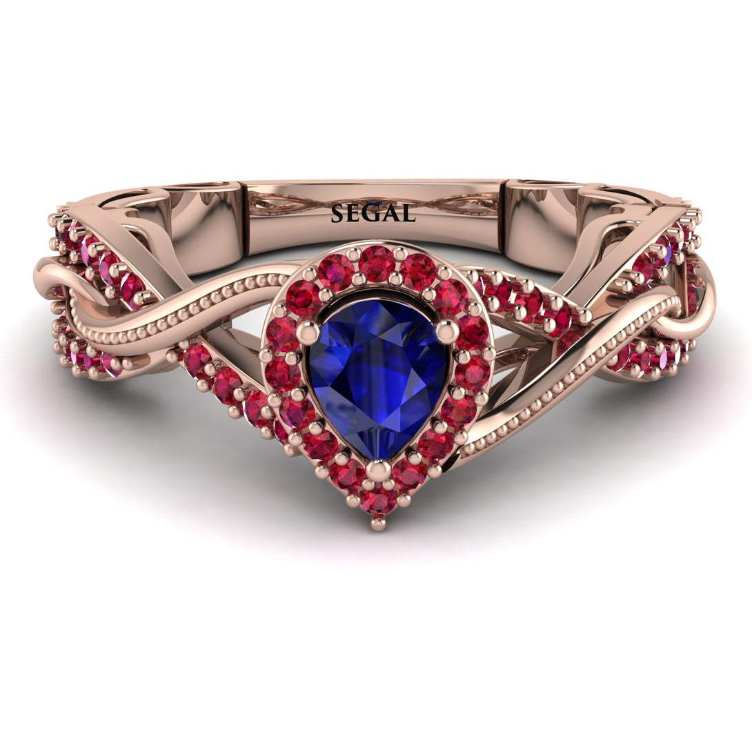 Infinity Inspired Halo Sapphire Engagement Ring - Teresa No. 59
