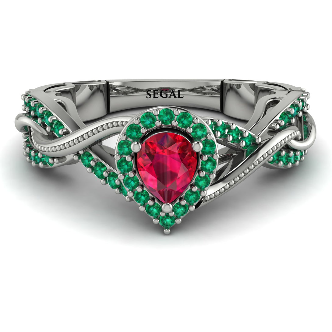 Infinity Inspired Halo Ruby Engagement Ring - Teresa No. 27