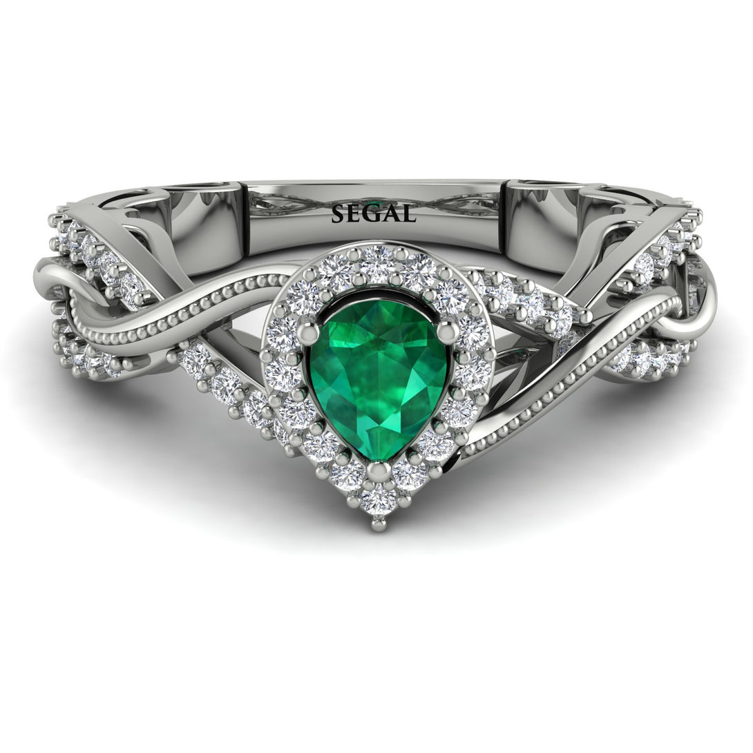 Infinity Inspired Halo Emerald Engagement Ring - Teresa No. 6
