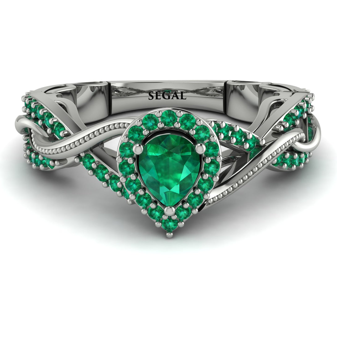 Infinity Inspired Halo Emerald Engagement Ring - Teresa No. 21