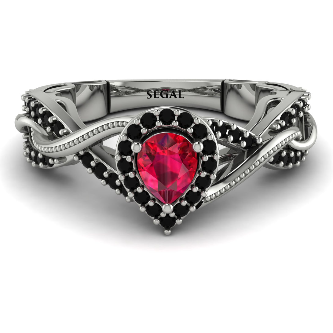 Infinity Inspired Halo Ruby Engagement Ring - Teresa No. 42