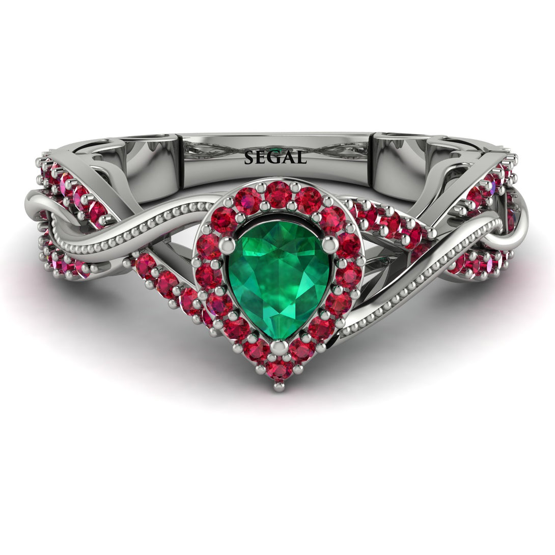 Infinity Inspired Halo Emerald Engagement Ring - Teresa No. 51