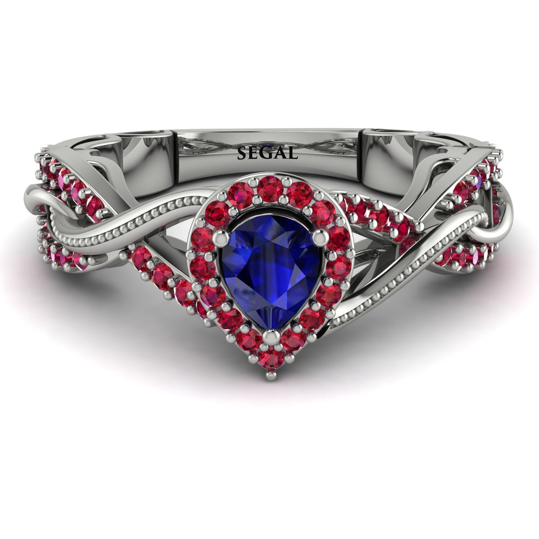 Infinity Inspired Halo Sapphire Engagement Ring - Teresa No. 60