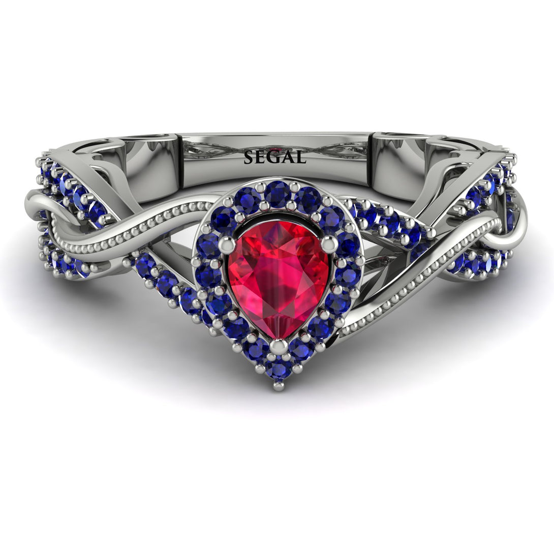 Infinity Inspired Halo Ruby Engagement Ring - Teresa No. 72