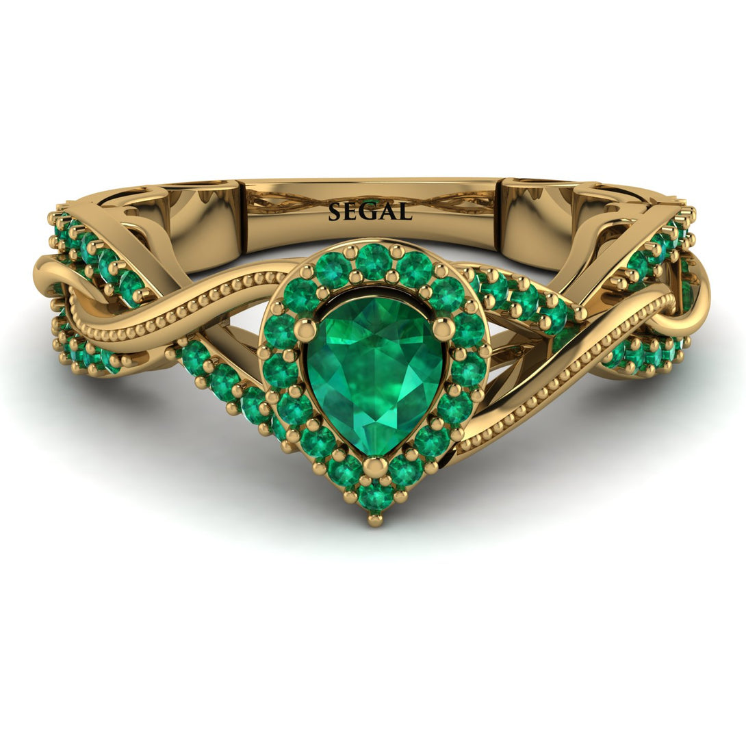 Infinity Inspired Halo Emerald Engagement Ring - Teresa No. 19
