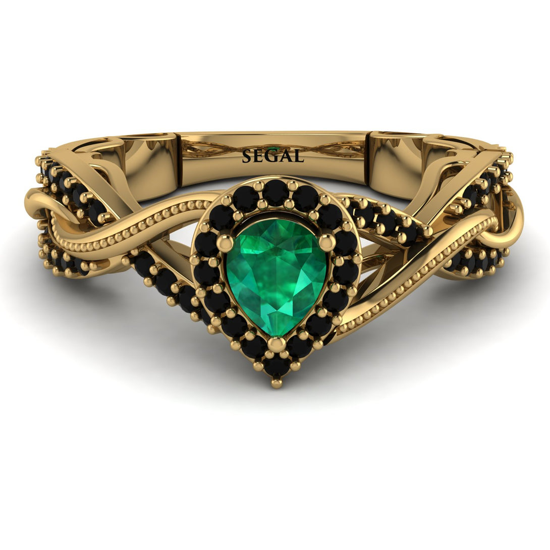 Infinity Inspired Halo Emerald Engagement Ring - Teresa No. 34