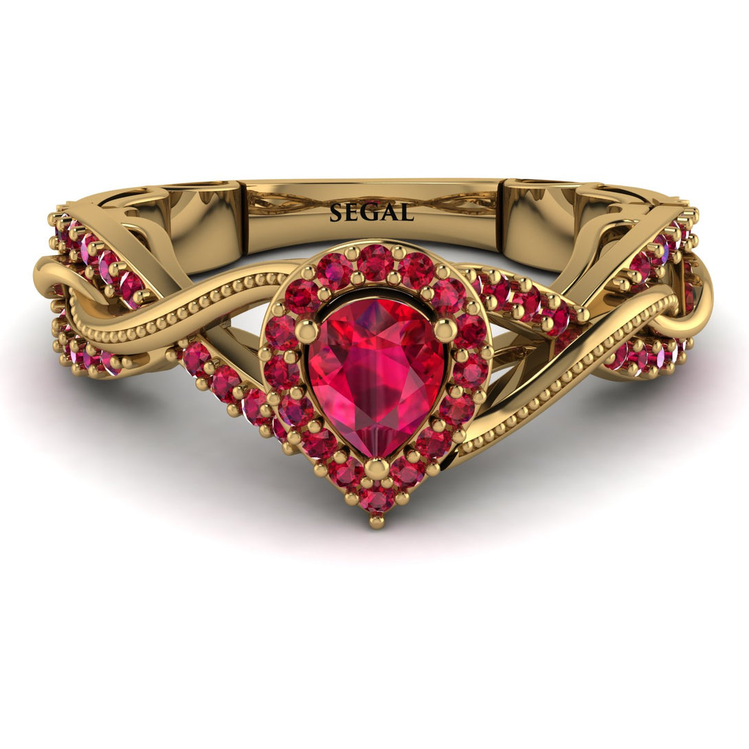 Infinity Inspired Halo Ruby Engagement Ring - Teresa No. 55