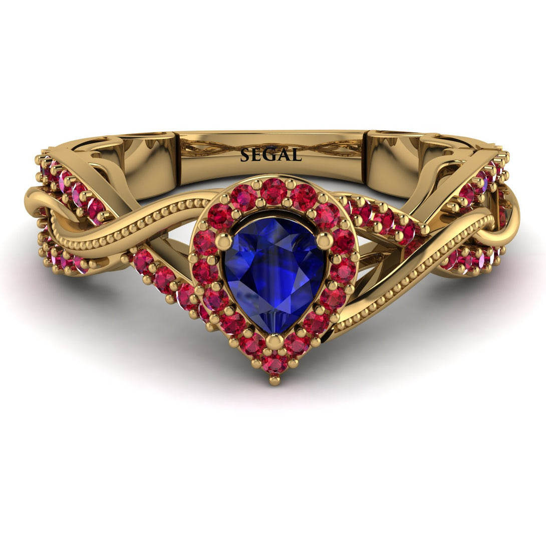 Infinity Inspired Halo Sapphire Engagement Ring - Teresa No. 58