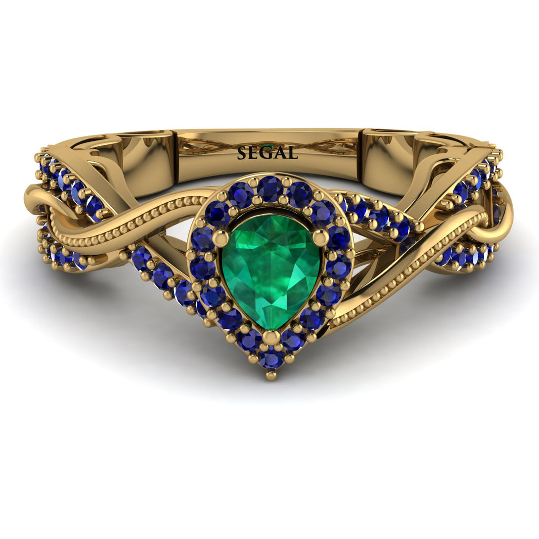 Infinity Inspired Halo Emerald Engagement Ring - Teresa No. 64