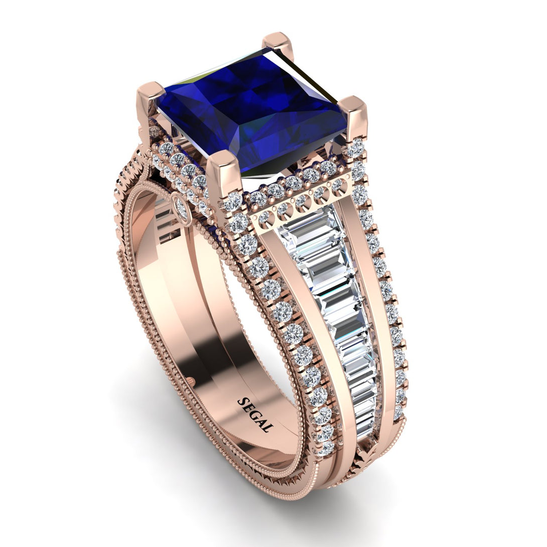 Princess Geometric Sapphire Engagement Ring - Marilyn No. 14