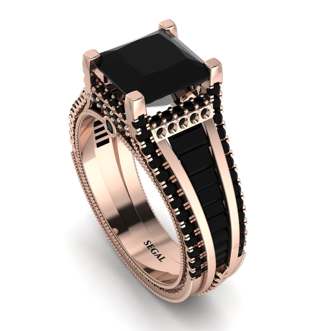 Princess Geometric Black Diamond Engagement Ring - Marilyn No. 38