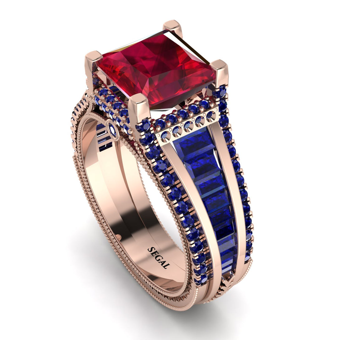 Princess Geometric Ruby Engagement Ring - Marilyn No. 71