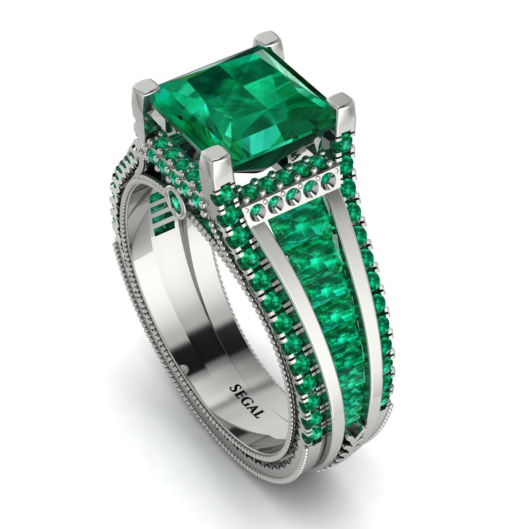 Princess Geometric Emerald Engagement Ring - Marilyn No. 21