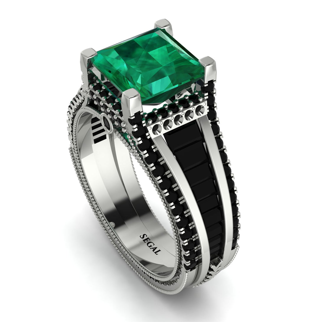 Princess Geometric Emerald Engagement Ring - Marilyn No. 36