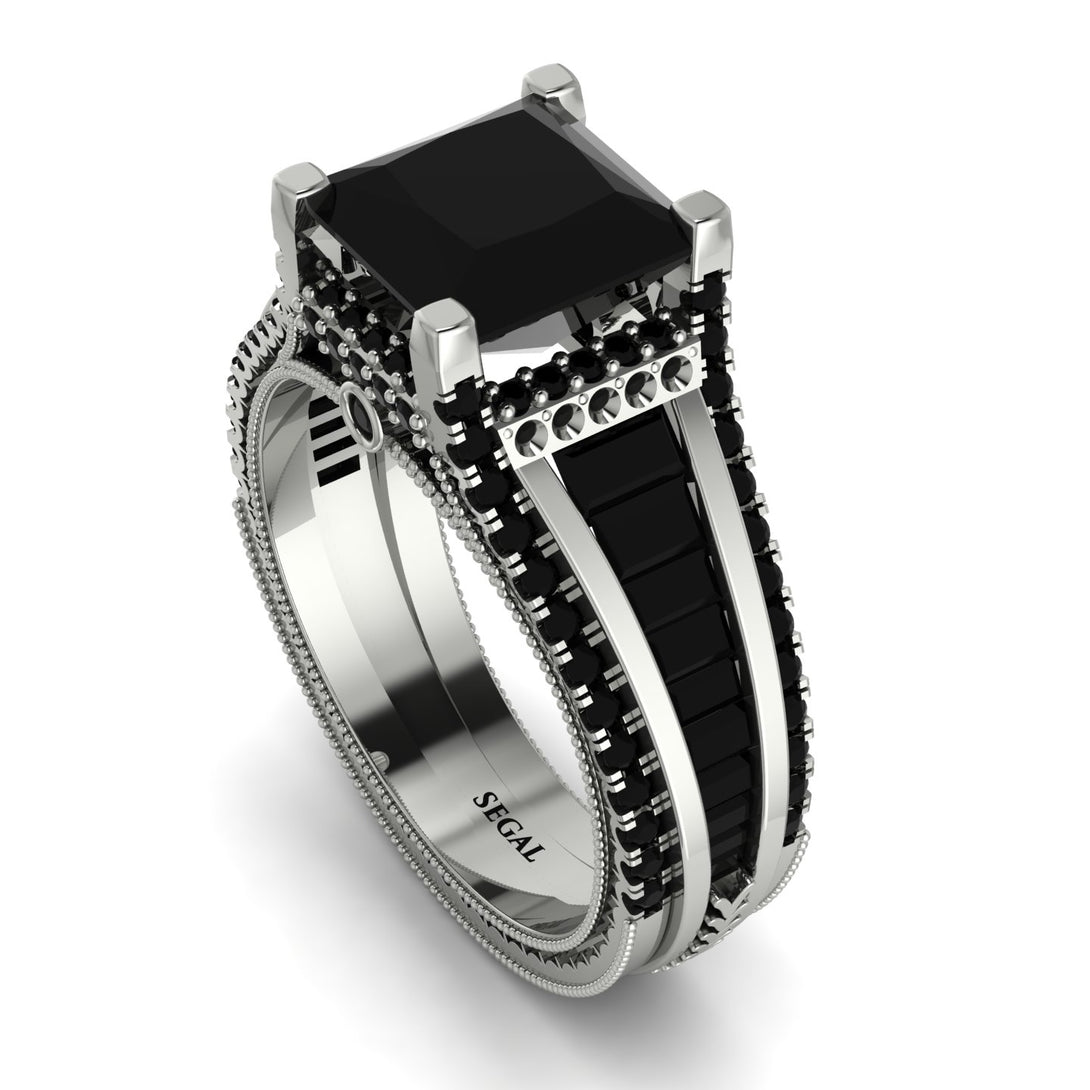Princess Geometric Black Diamond Engagement Ring - Marilyn No. 39