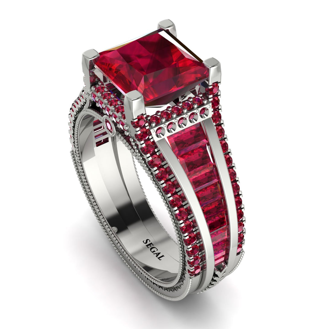 Princess Geometric Ruby Engagement Ring - Marilyn No. 57
