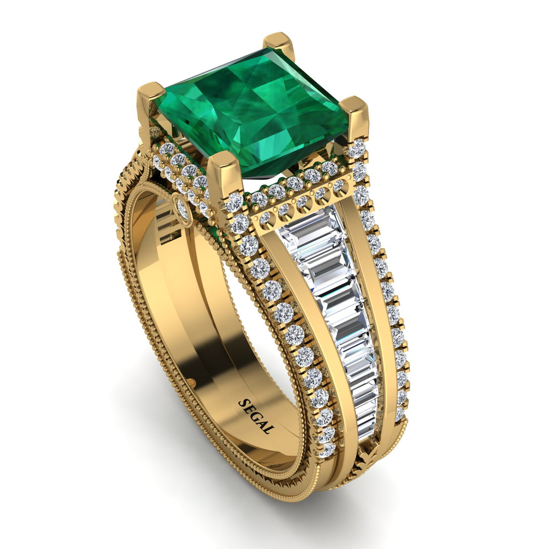 Princess Geometric Emerald Engagement Ring - Marilyn No. 4