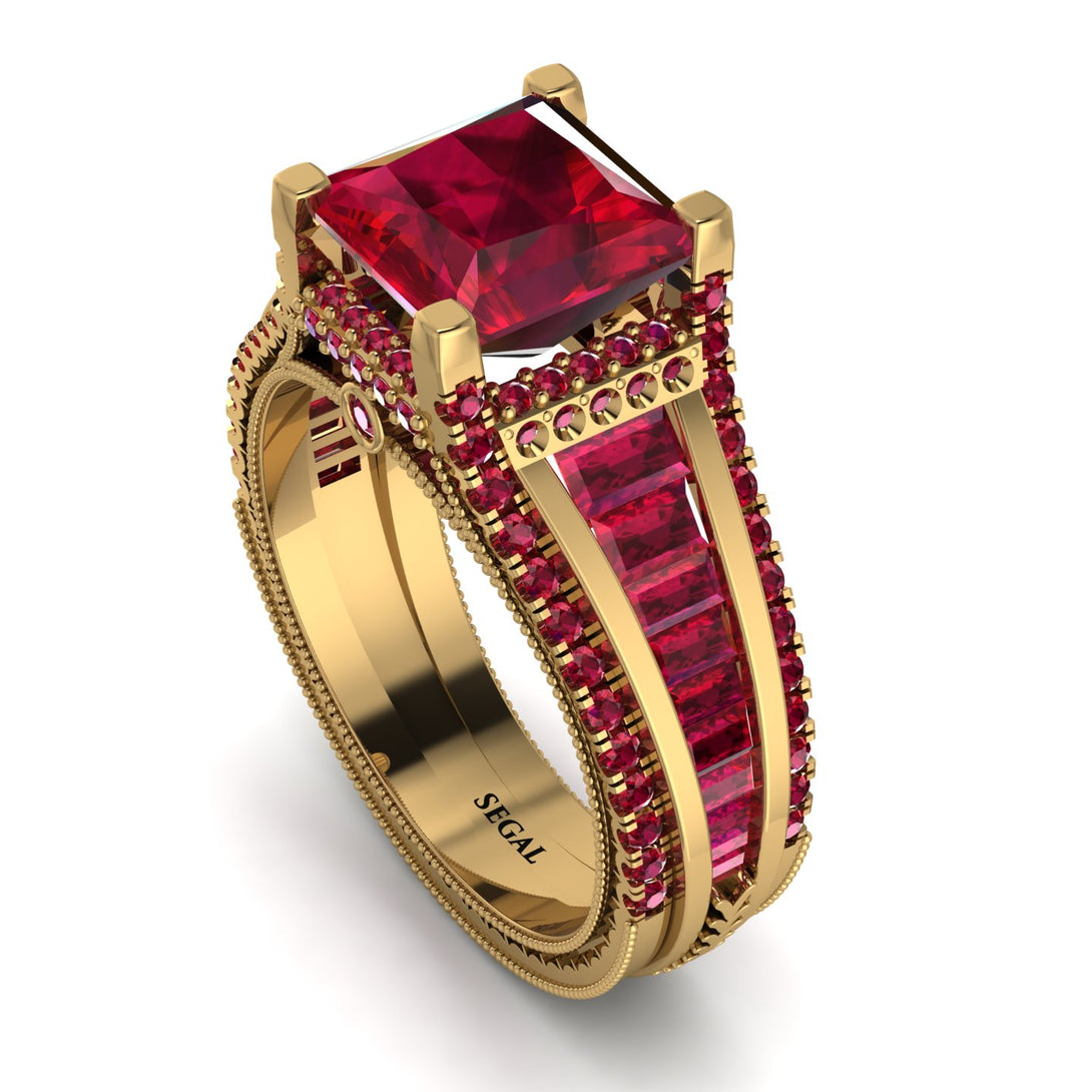 Princess Geometric Ruby Engagement Ring - Marilyn No. 55