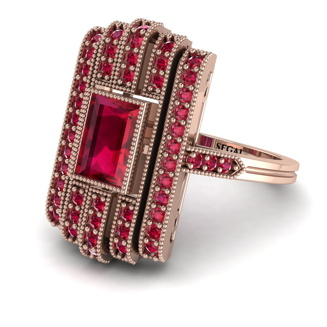 Unmatched Style Gold Baguette Ruby Ring - Jean No. 56