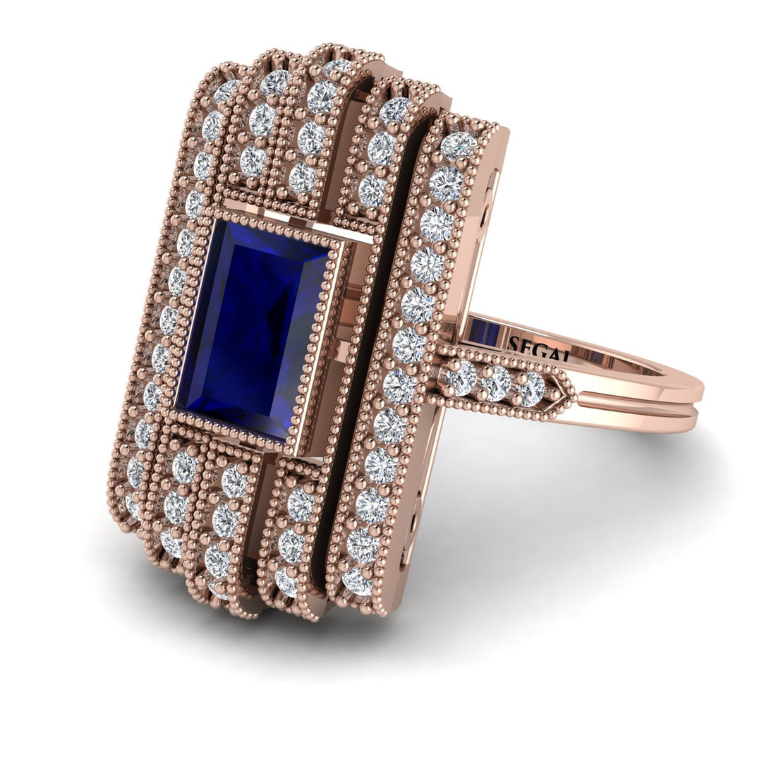 Unmatched Style Gold Baguette Sapphire Ring - Jean No. 14