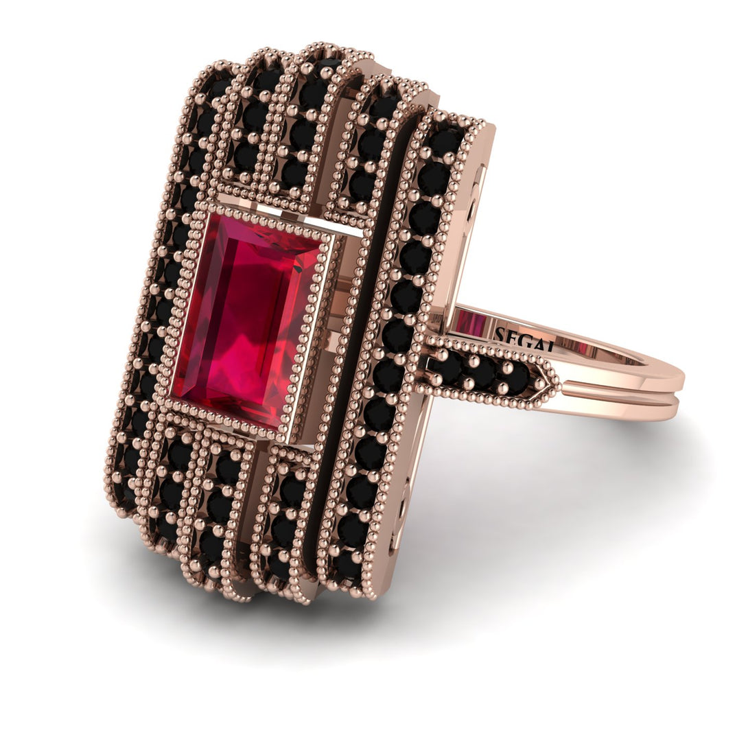 Unmatched Style Gold Baguette Ruby Ring - Jean No. 41