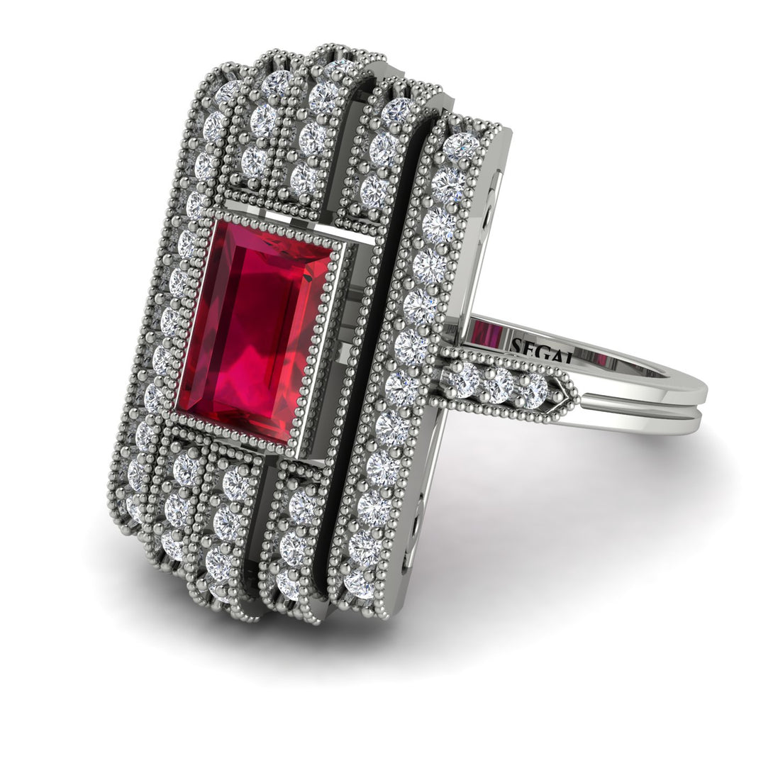 Unmatched Style Gold Baguette Ruby Ring - Jean No. 12