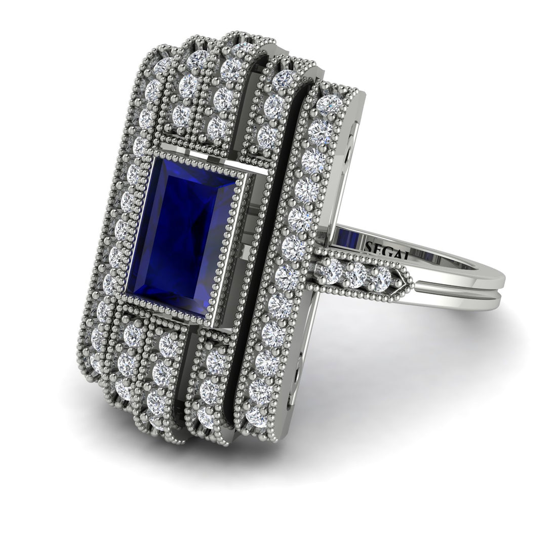 Unmatched Style Gold Baguette Sapphire Ring - Jean No. 15