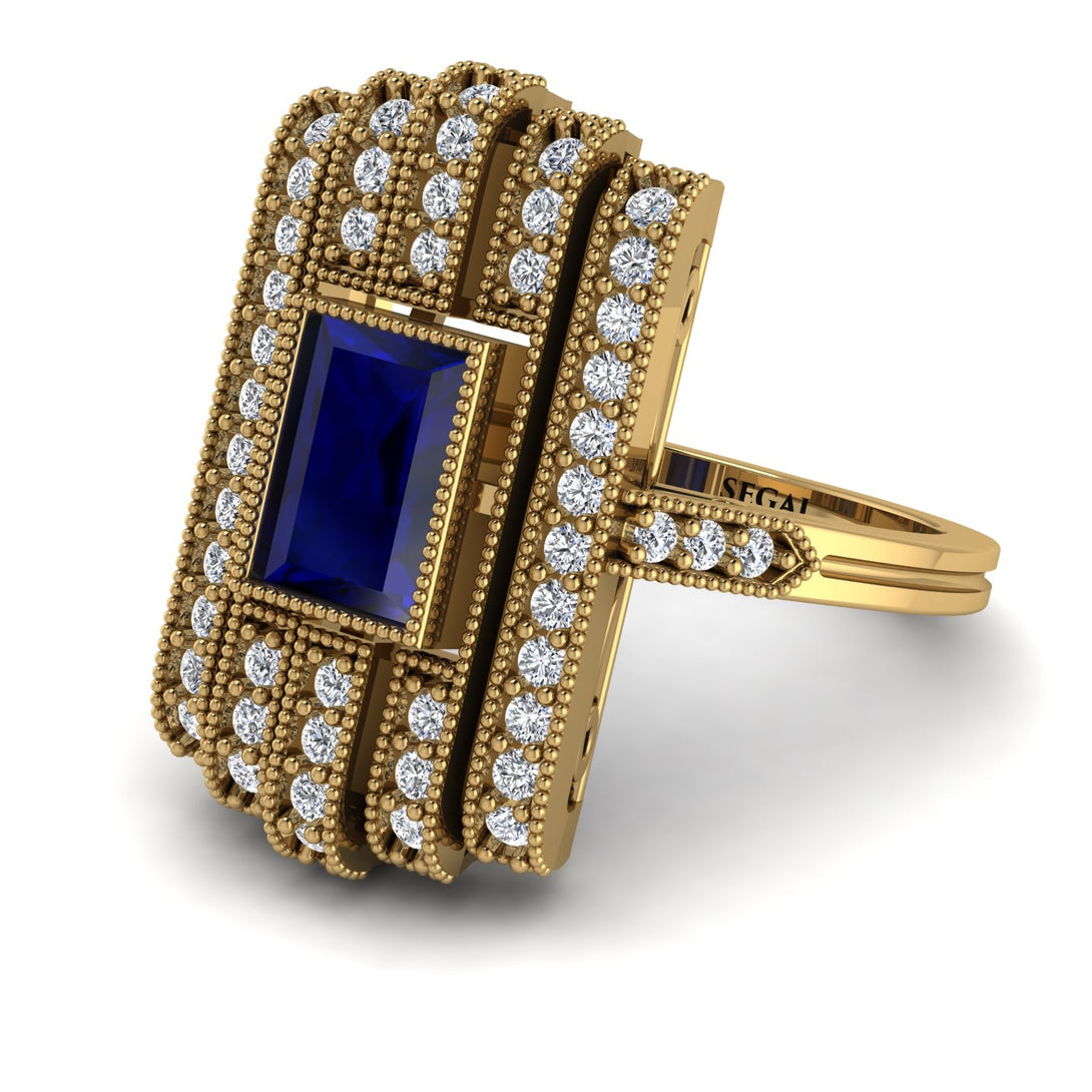 Unmatched Style Gold Baguette Sapphire Ring - Jean No. 13