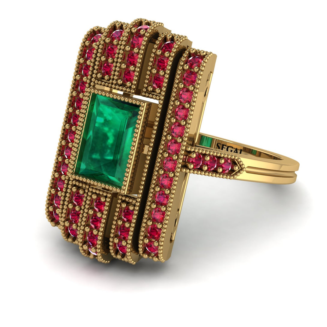 Unmatched Style Gold Baguette Emerald Ring - Jean No. 49