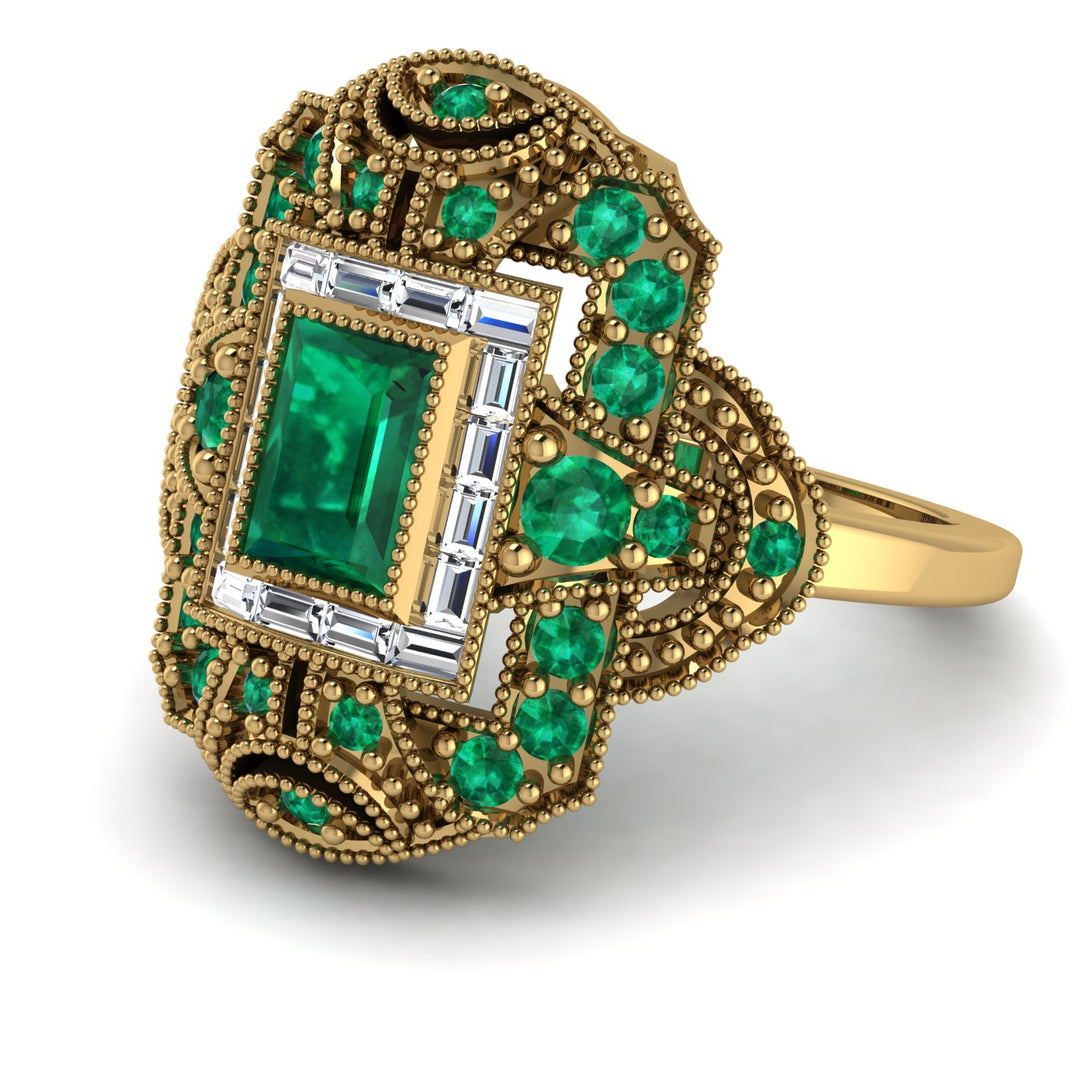 Victorian Gold Ring With Emerald - Janice No. 4