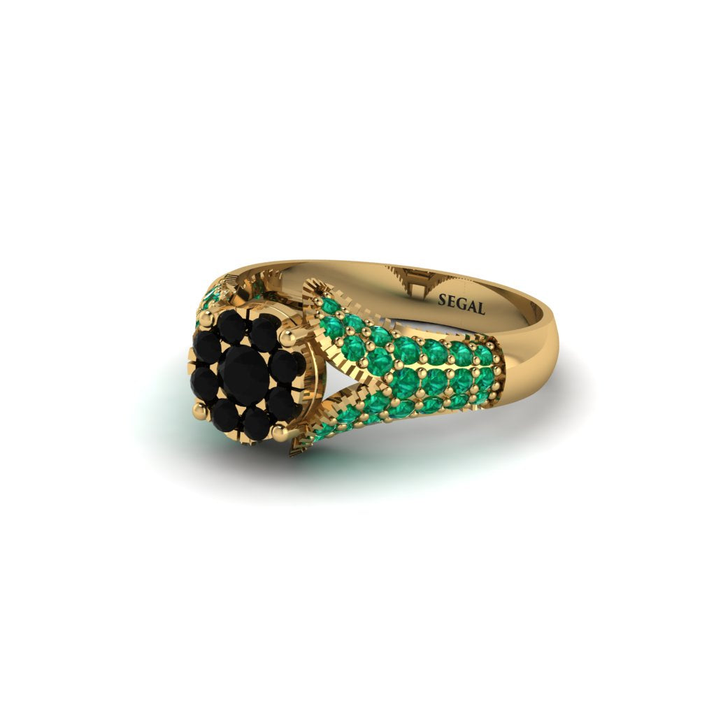 Emerald Floral Cluster Engagement Ring  - Penelope No. 22