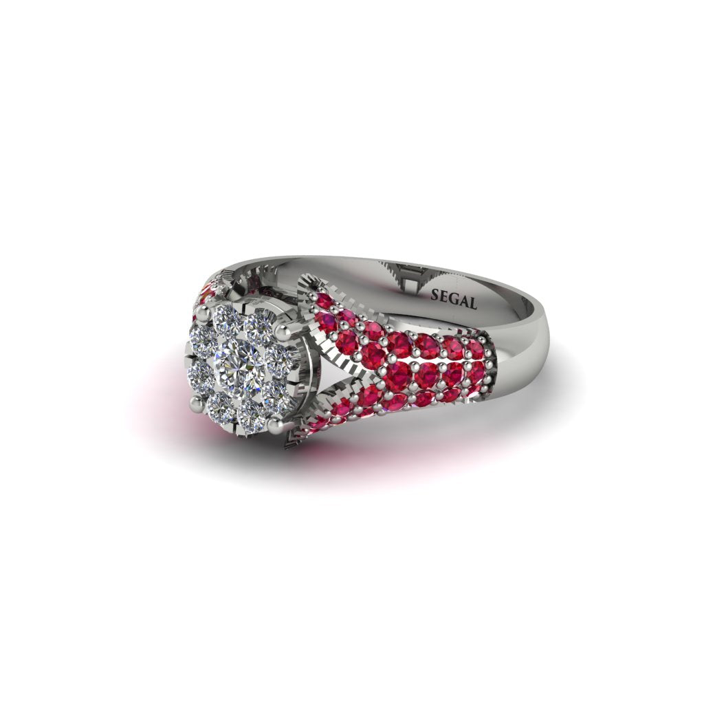 Ruby Floral Cluster Engagement Ring  - Penelope No. 48