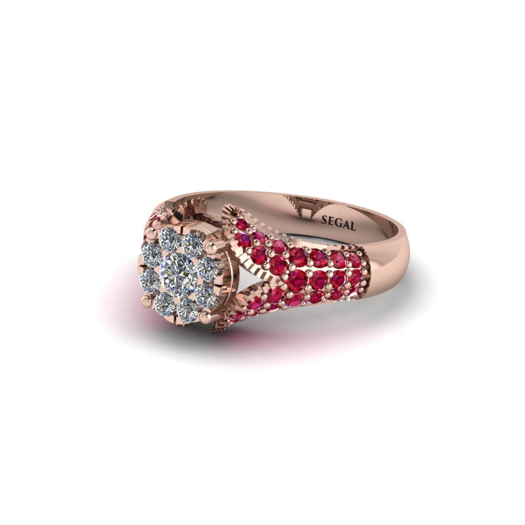 Ruby Floral Cluster Engagement Ring  - Penelope No. 47