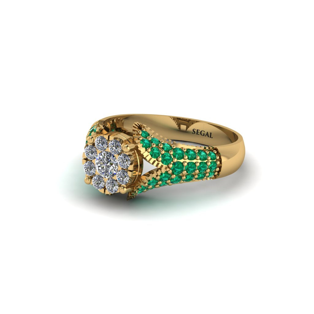 Emerald Floral Cluster Engagement Ring  - Penelope No. 16