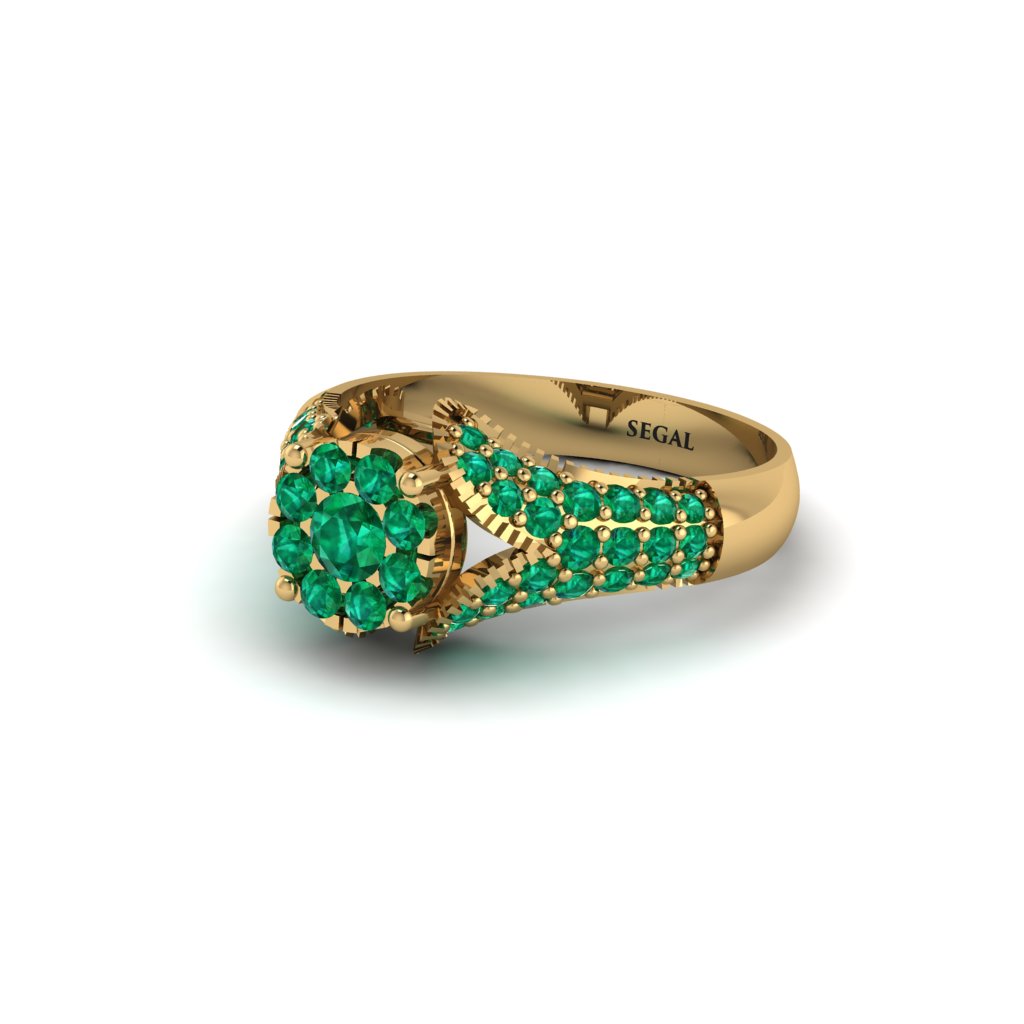 Emerald Floral Cluster Engagement Ring  - Penelope No. 19