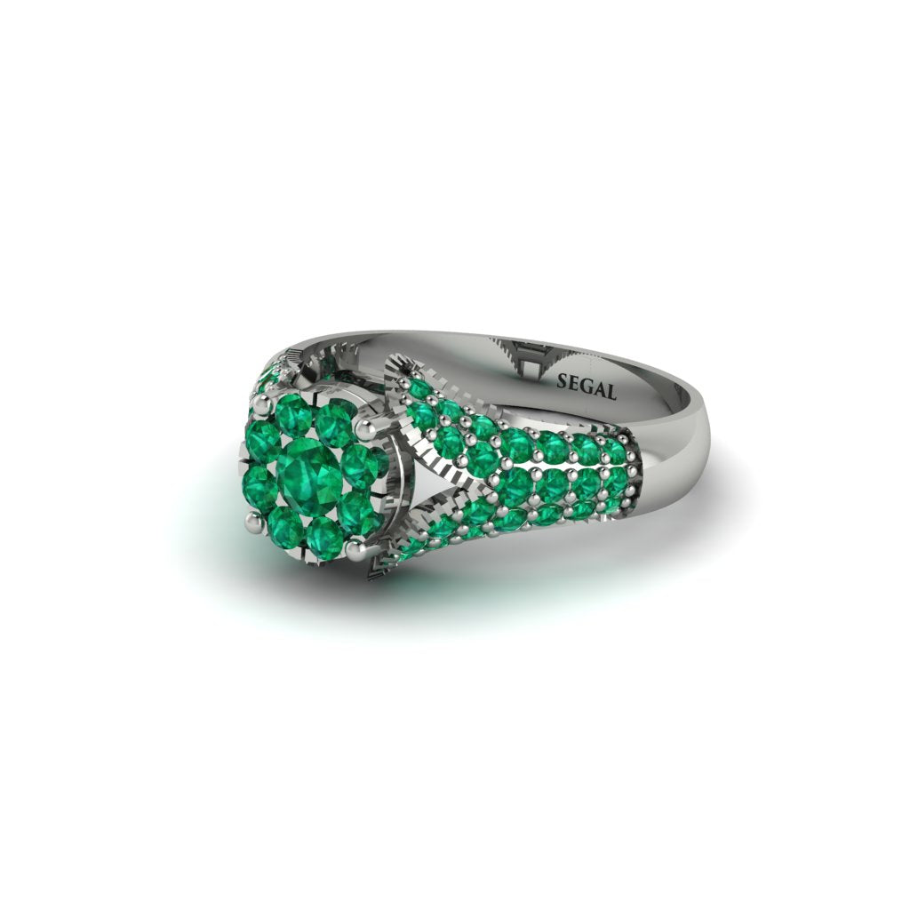 Emerald Floral Cluster Engagement Ring  - Penelope No. 21