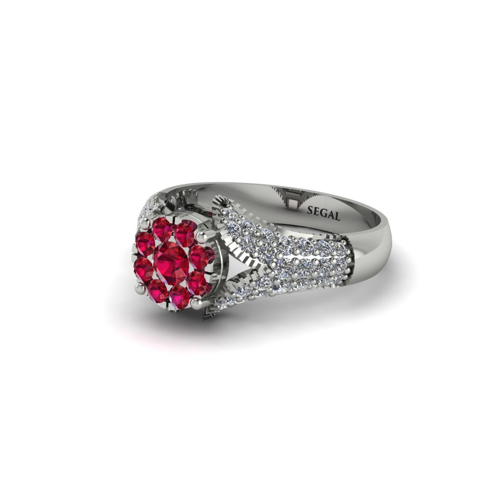 Diamond Floral Cluster Engagement Ring  - Penelope No. 12